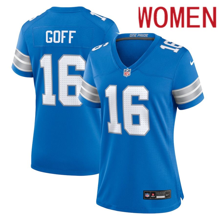 Women Detroit Lions #16 Jared Goff Nike Blue Game NFL Jersey